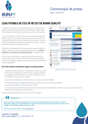 Communiqué de presse - l'eau potable sur l'île de Ré est de bonne qualité