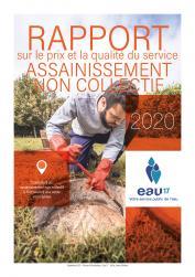 Couverture du RPQS assainissement non collectif 2020 : agent du service assainissement non collectif qui contrôle une installation chez un particulier