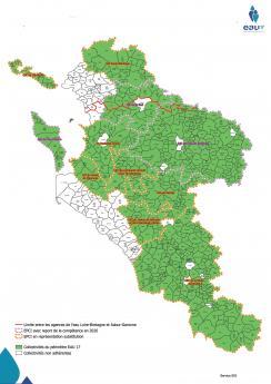 Carte des communes adhérentes à la compétence assainissement collectif